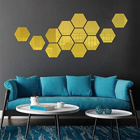Buy HUWEGON 6 PCS Mirror Wall Stickers Hexagon Mirror Art DIY Acrylic ...