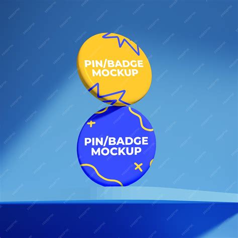 Premium PSD | 3d pin badge standing mockup