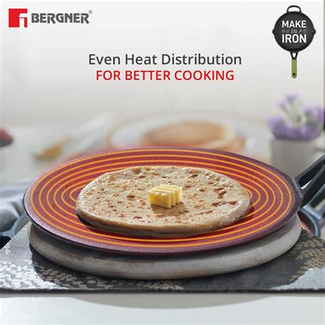 Buy BERGNER Elements Olive Green Cast Iron Tawa - 26cm from Bergner at ...