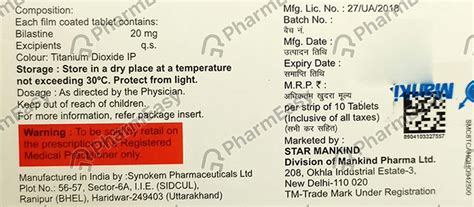 Bilachek 20 MG Tablet (10): Uses, Side Effects, Price & Dosage | PharmEasy