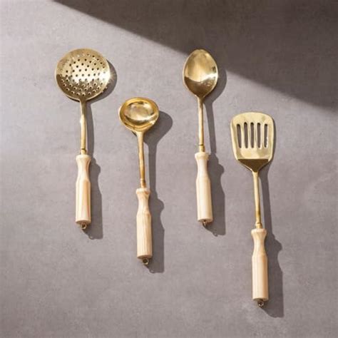 Buy Zishta BRASS SERVING/COOKING LADLES - SET OF 5 (Gravy Ladle, Dal ...