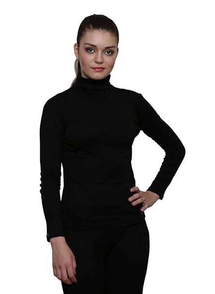 LE BOURGEOIS Women Black Solid Casual Full Sleeve Slim Fit Highneck Top ...