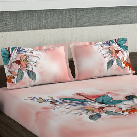Buy D'DECOR Platinum Printed 3-Piece Double Bedsheet Set - 2.74 x 2.74 ...