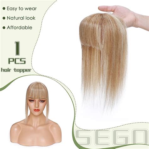 Buy SEGO 100% Remy Human Hair Toppers with Bangs for Women Mono Base ...