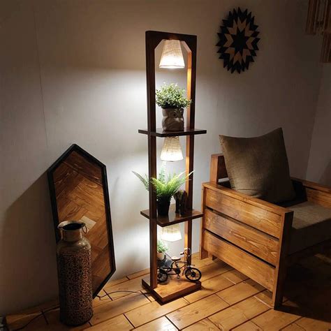 Buy Daffodil Wooden Floor Lamp with Brown Base and Jute Fabric ...