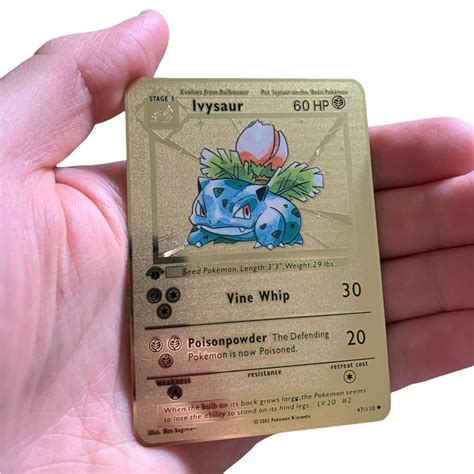 Buy Charmeleon, Wartortle and Ivysaur Custom Gold Metal Pokemon Cards ...