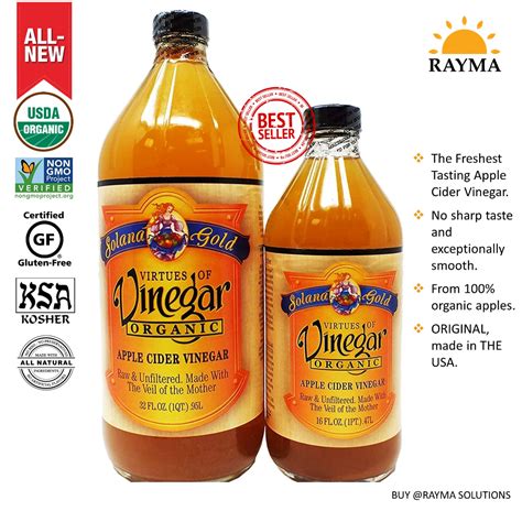 [NEW STOCK] SOLANA GOLD Organic Apple Cider Vinegar with The Veil of ...