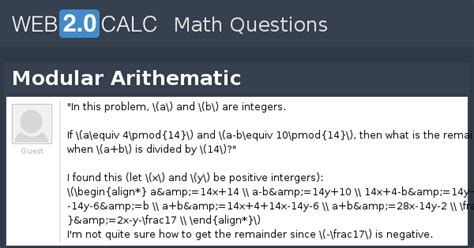 View question - Modular Arithematic