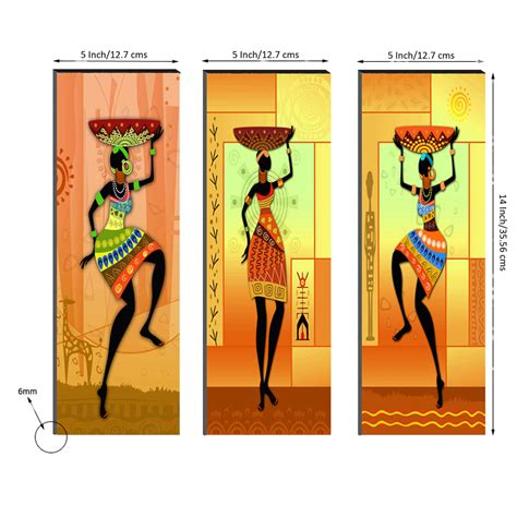 6MM MDF Set of 3 Dancing Tribal Women Satin Matt Texture UV Art ...