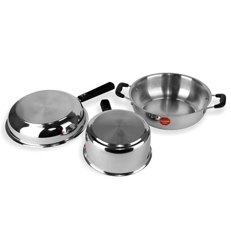 Sumeet Stainless Steel Induction & Gas Stove Friendly Light Weight 3 P ...