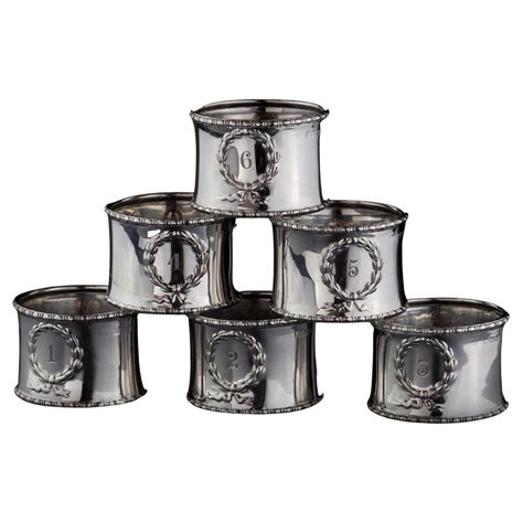 Sterling Silver Napkin Rings Set of Six, Antique George V at 1stDibs