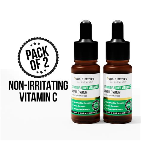 Ceramide & 10% Vitamin C Ampoule Serum - 10ml (Pack of 2) – Dr Sheth's