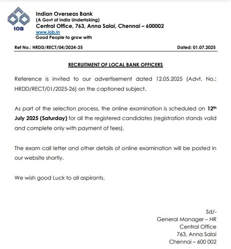 Indian Overseas Bank LBO Recruitment 2025, 460 Revised Vacancy Official ...