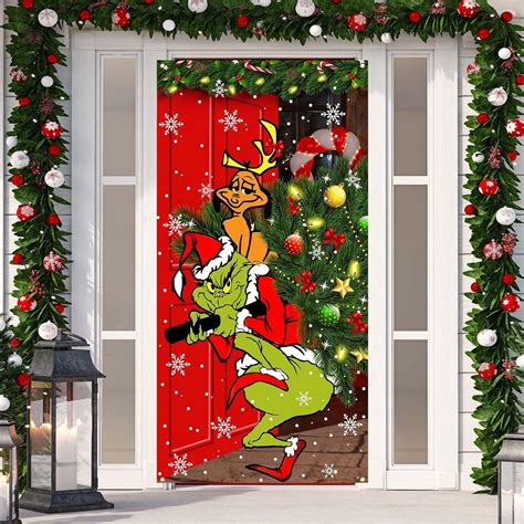 Amazon.com: Grinch Christmas Decorations Grinch Door Cover Merry ...