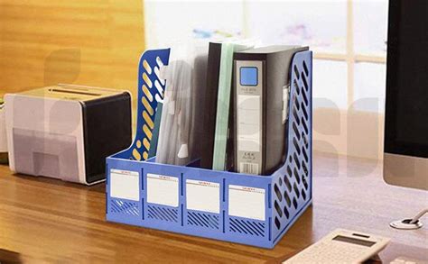 Frixen Sturdy Desktop Magazine Plastic Holders 4 Compartments Vertical ...
