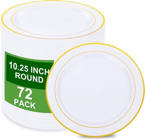 Amazon.com: WELLIFE 72PCS Gold Plastic Plate, 10.25Inch Disposable ...