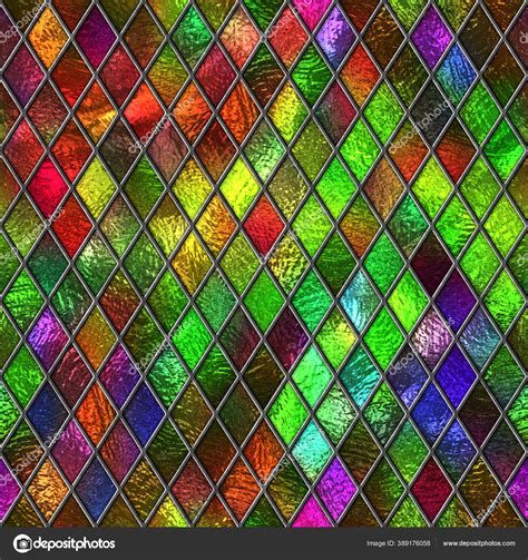 Stained Glass Seamless Texture Colored Glass Rhombus Pattern Window ...