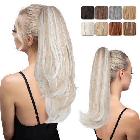 Amazon.com : youngways Clip in Ponytail Extension 18 Inch Cold Blonde ...