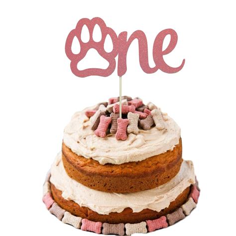 Buy Dog Cake Topper 1, Rose Gold Glitter Dog 1st Birthday Cake Topper ...