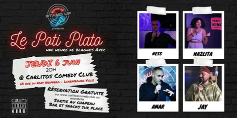 STAND UP EN FRANCAIS : LE POTI PLATO, Carlitos' Comedy Club, Luxembourg ...