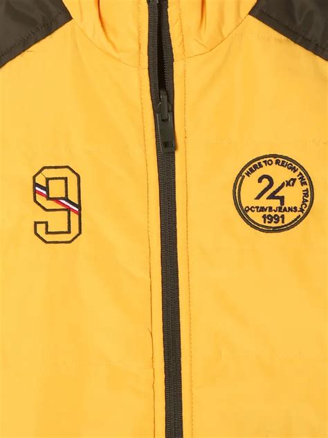 Octave Boys Olive Green and Yellow Sleeveless Puffer Jacket