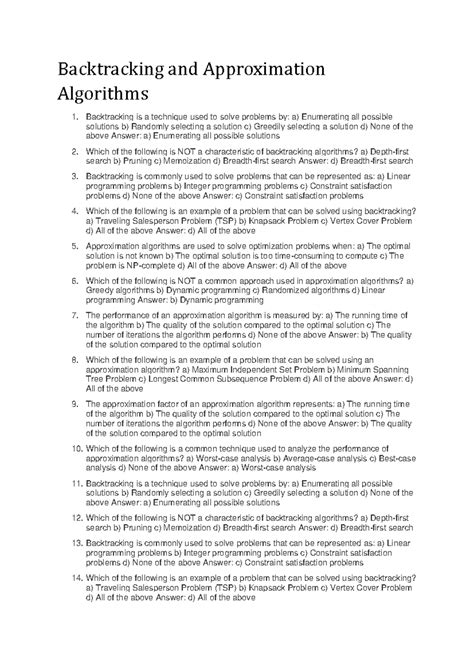Cse408 unit 5 - units 5 - Backtracking and Approximation Algorithms ...