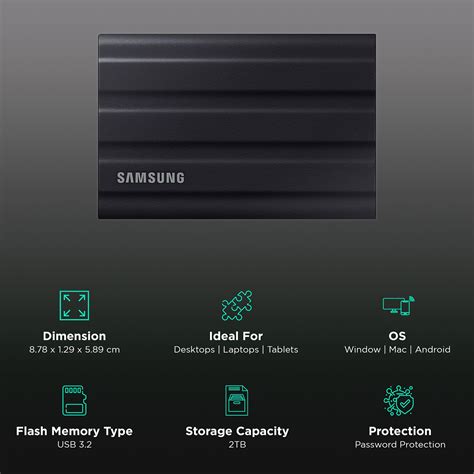 Buy SAMSUNG T7 2TB USB Type-C (3.2) Portable Solid State Drive (IP65 ...