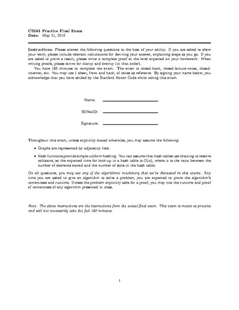 Dp questions more stanford - CS161 Practice Final Exam Date: May 31 ...
