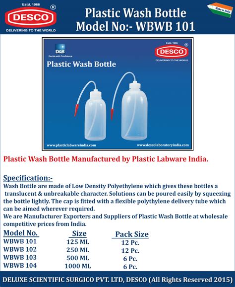 Plastic Wash Bottles - Manufacturers, Exporters and Suppliers India