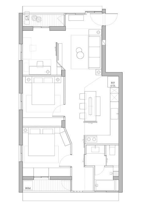 二居室长方形房屋设计图纸_土巴兔装修效果图
