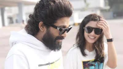 Allu Arjun and Rashmika Mandanna arrive in Chennai for the 'Pushpa 2 ...