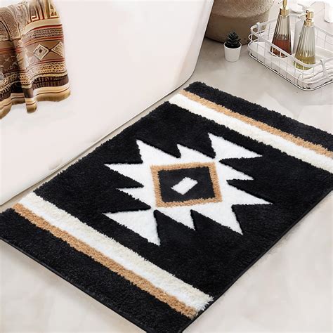 Amazon.com: Boho Bathroom Rug Black Bath Mats for Bathroom Western ...