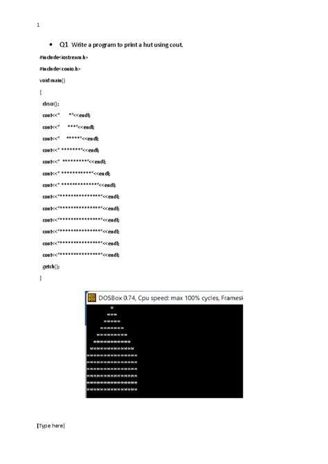 C++ file anshul - c++file - Q1 Write a program to print a hut using ...