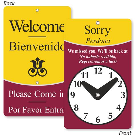 Clock Signs | Will Return Signs