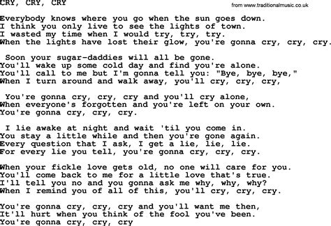 Johnny Cash song: Cry, Cry, Cry, lyrics