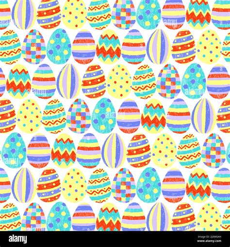 Hand drawn vector illustration of cute colorful easter eggs pattern ...
