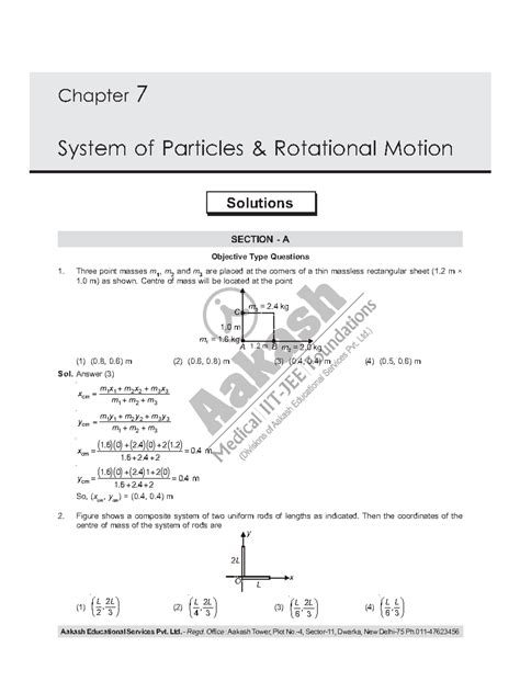 Aakash Physics Chapter 7 Solutions (Set 2) - Solutions ####### SECTION ...