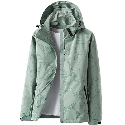 Busydd Womens Rain Jacket Fashion Print Windproof Raincoat Zip Up ...
