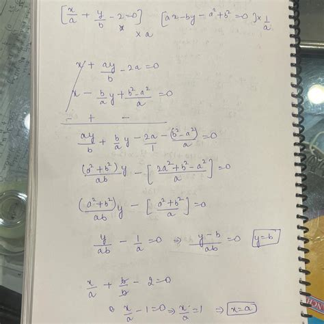 value of x and y in the system of a linear equation [tex] \frac{x}{a ...
