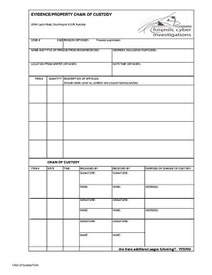 Fillable Online Chain of Custody Form.xlsx Fax Email Print - pdfFiller