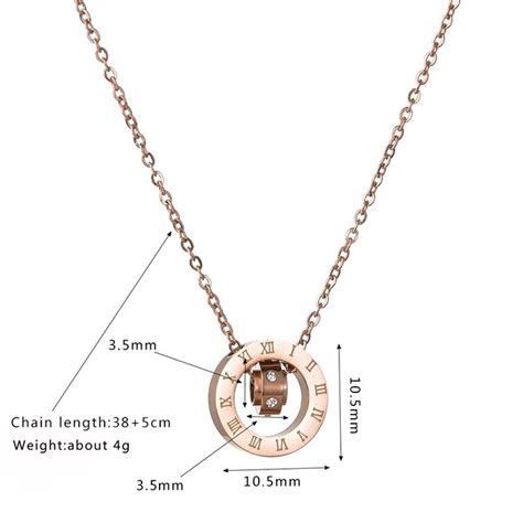 Roman Ring Rose Gold Stainless Steel Necklace Pendant Chain For Women ...
