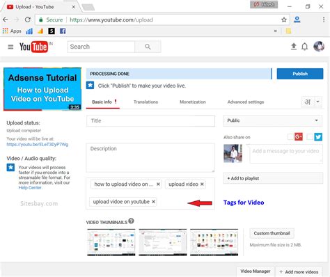 Tags for YouTube Video - Sitesbay