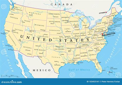 United States of America Political Map Stock Vector - Illustration of ...