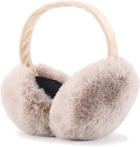 Winter Faux Fur Foldable Earmuffs Cute Fuzzy Ear Muffs for Women ...