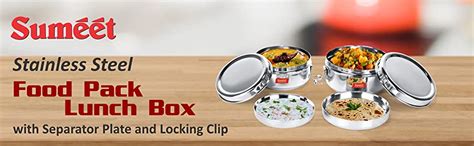 Buy Sumeet Stainless Steel Food Pack Lunch Box with Steel Separator ...
