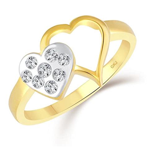 Gk Jewellers Couple Heart Diamond Studded Gold Plated Alloy Cubic ...