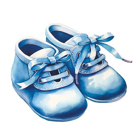 watercolor drawing, cute baby shoes in blue. Newborn boy. It's a boy ...