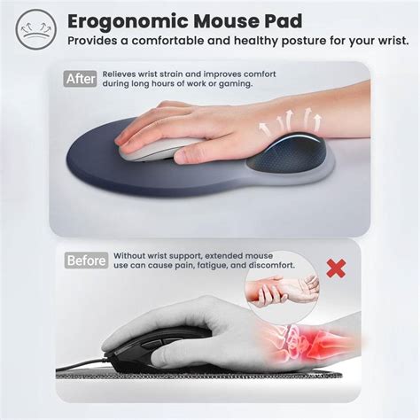 Ergonomic Silicone Gel Mouse Pad with Wrist Rest, Non-Slip Base ...