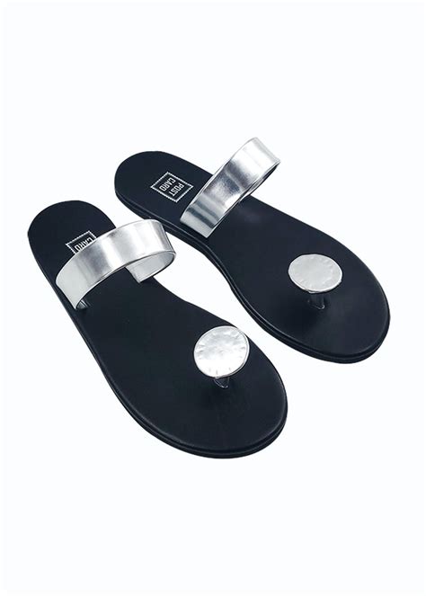 Get Contrast Strap Detail Black Base One Toe Flats at ₹ 900 | LBB Shop