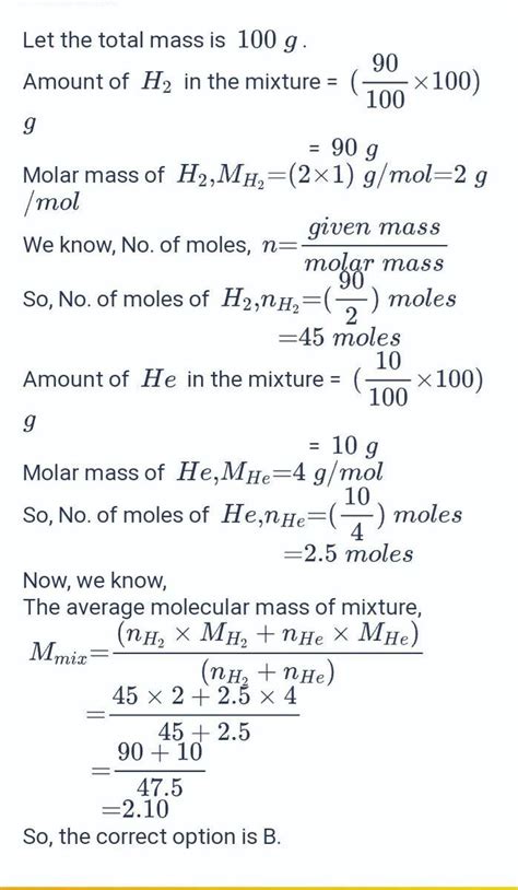 The mole composition of universe may be given as 90% H2 and 10% He. The ...